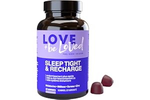 Gummies Sommeil et Immunité “Sleep Tight & Recharge” | 42 Gommes Vegan | Complément Alimentaire à base de Mélatonine, Mélisse, Passiflore | Made in France | Love and be Loved