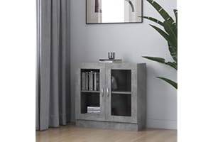 Tidyard Armadietto con Vetrina Grigio Cemento 82,5x30,5x80 cm Truciolato,Con 2 Ampi Scomparti e 2 Ante