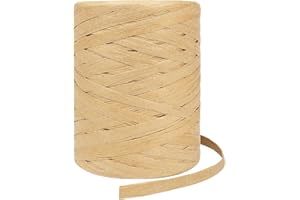 HRX PACKAGE 200M Raffia Ribbon, Paper Ribbon Natural Rafia Yarn Packing Paper Twine for Gift Wrapping, Crochet Crafting, Craft DIY Decoration