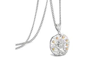 Speroto Zodiac Necklace - Stainless Steel 12 Constellation Necklace for Men/Women Gold/Silver Plated Matching Necklaces - Horoscope Astrology Embossed Pendant Necklace - Gifts for Women Men