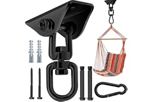 Morzejar Wytrzymały hak sufitowy, obracany o 360°, czarny, ciężki do stali nierdzewnej 304, obrotowy do hamaka, sufitu, drewnianej werandy, studia fitness, jogi