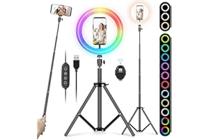 YISSVIC 10" Ring Light Anneau Lumière RGB 26 Couleurs 10 Niveaux de Luminosité avec Trépied Réglable Télécommande pour Selfie Youtube Vidéo