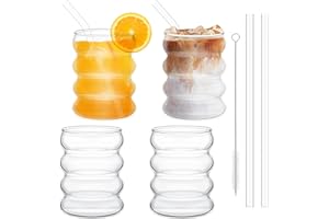 Pgtc Taza isotérmica de Espuma de 530ml/350ml con pajita,Juego de 4 tazas isotérmicas prismáticas resistentes al frío y al calor,Taza de café Latte Macchiato helado Whisky Cocktail Yogur Soda (B)