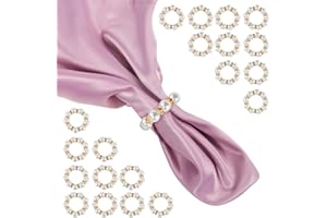 Keilend Gold Napkin Rings, Elastic Pearl Napkin Rings for Decorating Table Napkins, Napkins Ring Holders for Dinner, Wedding, Party Table Decoration, 20 Pack