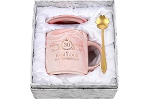 Joymaking Prezent na 30. urodziny dla kobiet 30 ml różowa filiżanka do kawy z opakowaniem prezentowym, prezent urodzinowy dla matki, współpracownika, przyjaciela, szefa, filiżanka do kawy na prezent