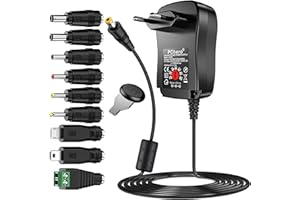 PChero 30W Universal AC/DC Adapter Schaltnetzteil mit 9pcs Adapter Tipps, enthält Mini & Micro USB Stecker, für 3V bis 12V Haushaltselektronik und LED-Streifen - 2000mA max