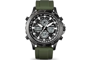 PINDOWS Watches for Men, Waterproof Analog Digital Sport Watches Multifunctional Outdoor Watch LED Backlight, Alarm Stopwatch Calendar.