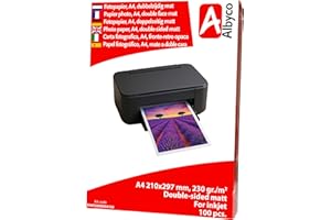 Papel Fotográfico Inyección de Tinta Albyco A4, 230 gr/m², Mate a doble Cara, envase de 100 Hojas