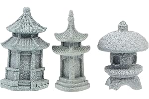 UPKOCH 3 lanterne giapponesi in pietra mini pagodo, statuetta asiatica da giardino, sculture per miniatura, decorazione da giardino, acquario, bonsai, micro paesaggio, decorazione per giardino delle fate
