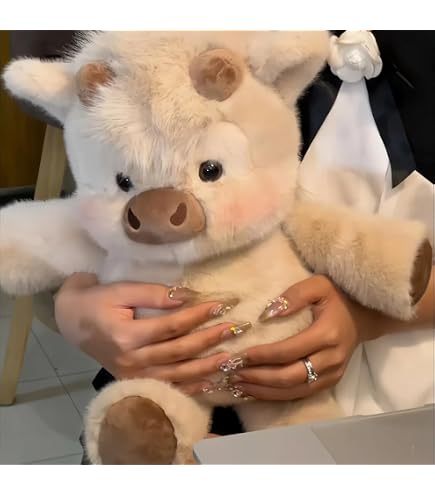 Mtjbfv Doudou Vache Qui Court,Peluche Qui Court,Sanglier en Peluche - Veau Courant De 45 Cm, Peluche Douce Et Mignonne, Animal EnPeluche pour Hommes, Femmes, Enfant Et Adolescents(A