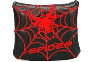 Mykepoda Black with Red Spider Embroidery Golf Club Square Mallet Putter Cover Magnetic Golf Headcover