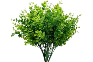 NCOALE Artificial Plants, Outdoor UV Resistant Plants Plastic Greenery Shrubs Fake Plant, for Flower Arrangement Green Leaf Decoration Home Garden Wedding Indoor Outside Decor 5 Bunches