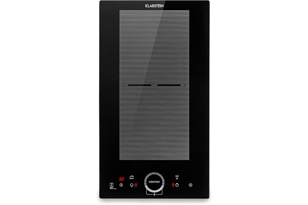 Klarstein Plaque de Cuisson Electrique à Induction, 3500W, Encastrées 2 Feux, Tables de Cuisson Encastrable, Contrôle Tactile, Rechaud pour la Cuisine