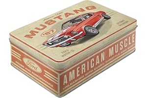 Nostalgic-Art Retro puszka płaska, 2,5 l, Ford Mustang – GT 1967 Red – Pomysł na prezent dla miłośników Forda, Official License Product (OLP), metalowy pojemnik z pokrywką, Styl vintage