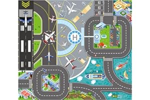PZJFH Car Play Mats for Kids Ideal Children's Educational Road Traffic Airplane Play Mats For toddlers floor mats for children Play Mats for Floor Kids Toy Car Mat 70*80cm