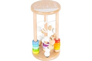 Small Foot 10630 Jouet Boules, Plaquettes coulissantes Cylindre évolutif en Bois coloré. Les Circuits de motricité et Les bouliers forment la Coordination mai-œil de l'enfant, Multicolore, Petit