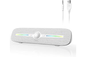 Soulion Altavoz R90 USB, luces LED, 3,5 mm Surround Sound para PC, smartphones y portátiles (blanco)
