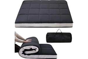 Obqer Futon Mattress, 10cm Thicken Roll Up Guest Bed, Breathable Japanese Floor Mattress, Comfortable Floor Bed With Storage Bag, Foldable Tatami Mat For Guset Home Camping (Black, 140 x 200 cm)
