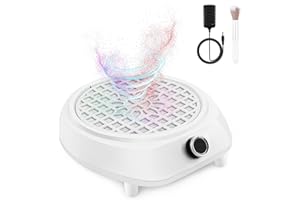 CORESLUX Nail Dust Collector, Upgrade Low Noise Nail Dust Machine, 130W Powerful Suction, Professional Dust Extractor with Reusable Filter, Dust Collector Nail Salon for Nail Studio & Home