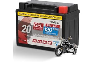 CARTEC Motorcykelbatteri YB4L-B, 4Ah 120A, gelteknik motorcykel startbatteri, OEM-kvalitet, cykelsäker, lagrbar, underhållsfr