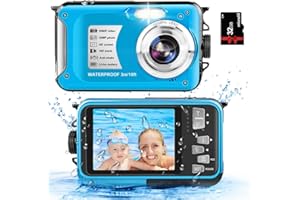 YIXINXIN Digitalkamera Unterwasserkamera 10ft 1080P FHD 30MP wasserdichte Kamera Anti Shake 16X Digitalzoom Unterwasserkamera zum Schnorcheln (Blau)