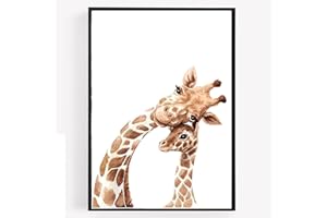 gfc mother baby Giraffe Print Picture Poster Wall art Nursery safari animals colour UNFRAMED a4