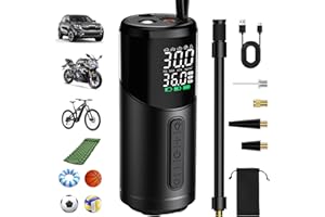 Onherm 6000mAh Compressore Aria Portatile, 150PSI Gonfiatore Bici Elettrico con Schermo LCD Digitale e Torcia LED, Mini Compressore Portatile per Auto, Moto, Scooter, Biciclette e Palloni