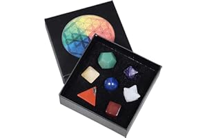 Amogeeli 7 PCS Chakra Pierre Cristaux Sculpture Platonique Géométrie Solides Pierre Sculpté Reiki Cristal d'Etoile Merkaba Poli pour Méditation Décoration de la Maison
