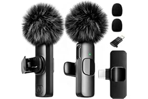VRYTH Wireless Lavalier Microphone for iPhone iPad Android, 2 Mini Lapel Mic with Noise Reduction and Crystal Sound Plug-Play Microphone for Video Recording, Vlogging, TikTok, YouTube, ASMR