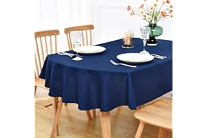 NEWISHER Navy Blue Oval Tablecloth - 133x180 cm (52x70 inch) - Heavy Duty Polyester Fabric Tablecloths, Washable Solid Table Cover for Dining, Kitchen, Home Party, Outdoor Indoor Use
