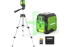 Laser Level with Tripod, Huepar 30M Lazer Level Self Leveling Green Cross Line Laser Leveler Accurate Measurement for Picture Hanging, Tile, Construction Indoor Project, Battery&Carrying Bag Included