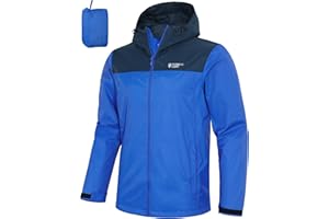 Pioneer Camp Herren Regenjacke Wasserdicht Atmungsaktiv Leichte Winddicht Windbreaker Packbare Outdoorjacke with Reißverschluss Taschen und Kapuze