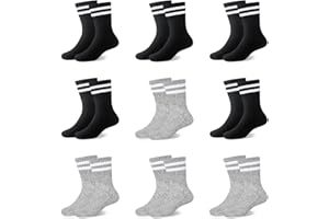 ORPAPA Soken Kinder Sportsocken Tennissocken Jungen Mädchen Kinder Elastische Baumwolle Kindersocken 9 Paar