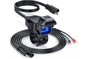 EXTRACTME Motorcycle Phone Charger, USB Type-C PD Motorcycle USB Charger with LED Light and Automatically ON/Off Switch, Waterproof Motorcycle Accessories U-Type Terminal to USB Adapter for Phone