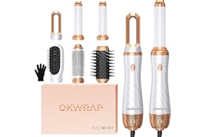 OKWRAP 6 in 1 Air Styler & Spazzola Asciugacapelli Spazzola Asciugacapelli Multifunzione 6 IN 1 Asciugacapelli Air Styler Con Spazzola Lisciante Ferro Arricciacapelli ad aria Calda, Styling