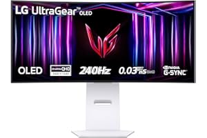 LG UltraGear OLED 34GS95QE Monitor Gaming 34", 21:9 Curvo (800R), WQHD (3440x1440), OLED, 240Hz, 0,03ms (GtG), G-Sync, FreeSync Premium Pro, HDR 400 True Black, HDMI 2.1, DisplayPort, Bianco