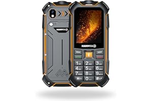 Hammer H Boost 2 LTE Outdoor Handy ohne Vertrag, IP68 Baustellenhandy mit großen Tasten, 2,4" Display, 4G Volte, Dual SIM, 3500 mAh Akku, robuste Hülle, schwarz-orange
