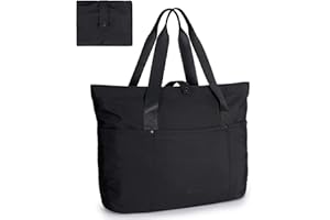 bagsmart Tote Bag for Women, Large Foldable Tote Bag, Handbags & Shoulder Bags with Zipper for Travel, Beach, Gym, Work, School