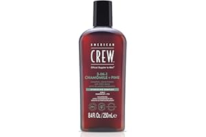 American Crew 3 en 1 Manzanilla y Pino, Champú Acondicionador y Gel de Ducha, Limpia e Hidrata el Cabello y Cuerpo, Mantiene y Repone la Barrera de Hidratación, Aroma Tranquilizante y Relajante