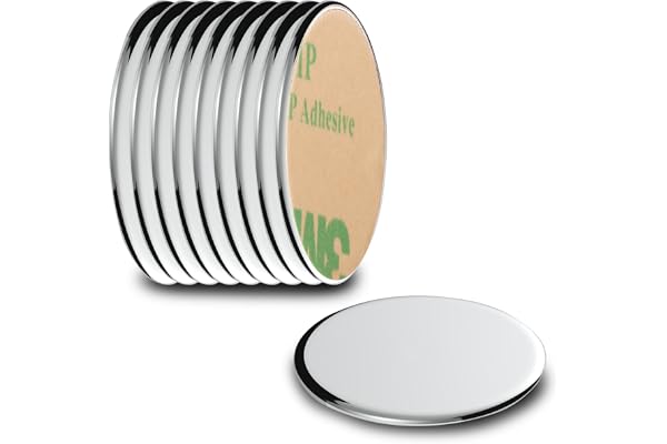 ECENCE Aimants en néodyme 10 Aimants frigo circulaires adhésifs - 22x1mm - Revêtement haut de gamme NiCuNi, Aimant puissant autocollant, petit aimant