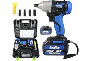 AutoBaBa Clé à Chocs Sans Fil 21V, 420Nm Boulonneuse a Choc, Visseuse à Choc Fréquence d'impact 2900IPM avec 6.0Ah Batterie,4 Douilles à Chocs pour 14/17/19/21mm, Charge Rapide