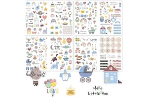 Goiern 4 sztuki 212 naklejek z naklejkami dla dzieci i niemowląt, 8 arkuszy DIN A4 "zrób to sam", naklejki do scrapbookingu, naklejki do tworzenia naklejek dla niemowląt