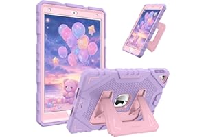 Fintie Funda para niños iPad de 9ª generación (2021)/8ª 2020/7ª 2019 10.2 Pulgadas, Resistente a los Golpes, Funda de Cuerpo Completo con Soporte Integrado - Morado + Rosa