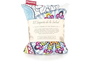 EL SAQUITO DE LA SALUD Saco Térmico de Semillas para microondas Aroma Lavanda, Azahar o Romero para aplicar Calor seco Natural con funda lavable Flores Multicolor (Lavanda, S (23 x 15 CM))