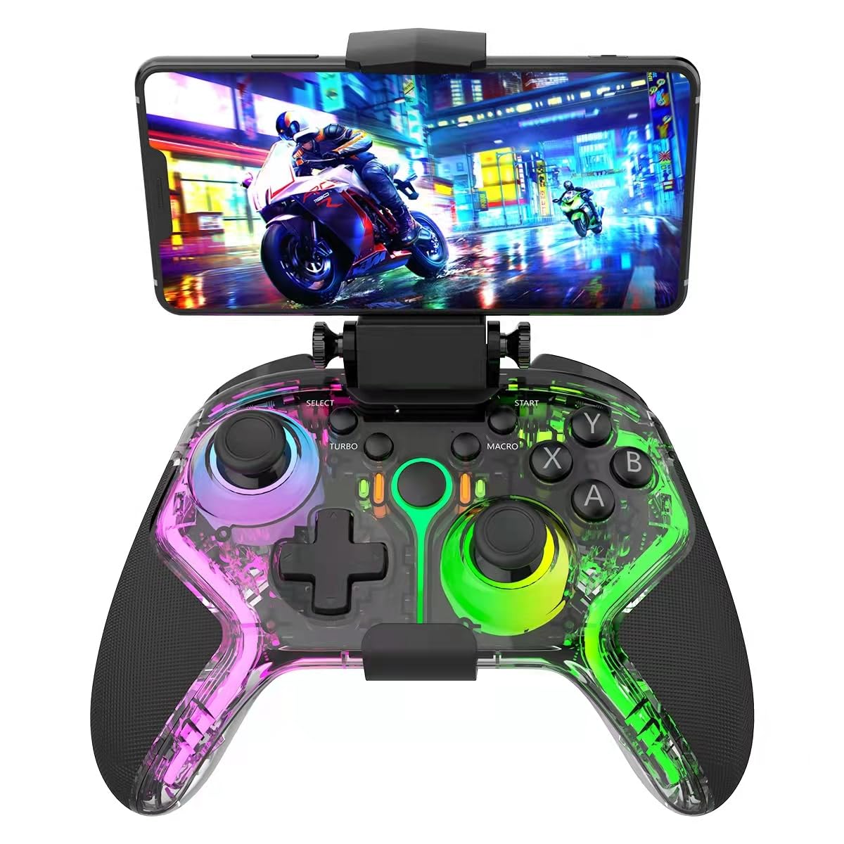 Wireless RGB Gaming Controller Ergonomic Design Joysticks For Android/IOS/Tablet/PC/Switch/PS3/PS4 | Gamepad Control For Pubg Etc. | Programmable Buttons, Dual motor force, Haptic Feedback