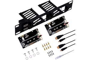 GeeekPi Supporto rack 1U da 10 pollici per Raspberry Pi 5, con 2 adattatori M.2 NVMe SSD, può contenere fino a 2 schede Pi5, compatibile con DeskPi RackMate T1/T0/T2