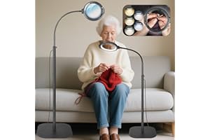 ‎GABORISH GABORISH 10 x Standing Magnifier with Light and Stand, 3-in-1 Magnifying Lamp with 54 LEDs, Flexible Gooseneck Magnifying Glass with Clamp, 5 Colour Modes, Dimmable Brightness, Reading Magnifier with