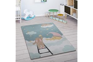 Paco Home Alfombra para Habitación Infantil Juegos Bebé Animales Arco Iris Corazón, tamaño:80x150 cm, Color:Turquesa
