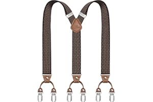 Dresime Uomo bretelle con forte metallo 6 clip Y-Back bretelle regolabili pantaloni bretelle Bretelle elastiche da uomo resistenti