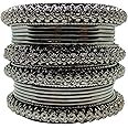 CHRISHAN Black Plated Ethnic Kada Chudi Metal Bangle Set For Women And Girls.